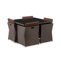 Обеденный комплект плетеной мебели из искусственного ротанга T300A/Y300A-W53 Brown 4Pcs