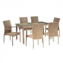 Комплект плетеной мебели из искусственного ротанга T256B/Y379B-W56 Light Brown 6Pcs