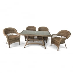 Комплект плетеной мебели из искусственного ротанга T130Bg/Y130Bg-150x90 Beige/Beige 4Pcs