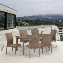 Комплект плетеной мебели из искусственного ротанга T256B/Y380B-W56 Light Brown 6Pcs