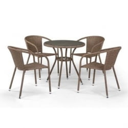 Комплект плетеной мебели из искусственного ротанга T282ANT/Y137C-W56 Light Brown 4Pcs