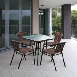 Комплект плетеной мебели из искусственного ротанга Николь-2A TLH-037AR2/080SR-80х80 Cappuccino (4+1)