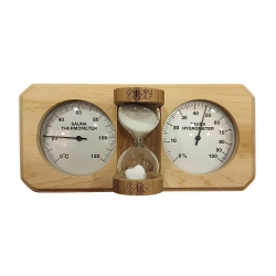 Термогигрометр с песочными часами, канадский кедр, серебряный циферблат