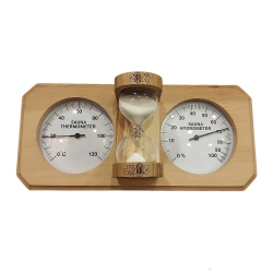 Термогигрометр с песочными часами, канадский кедр, белый циферблат