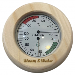 Термогигрометр для бани и сауны, из липы, круглый