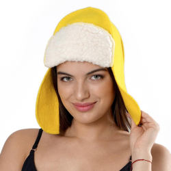 Шапка банная "Ушанка" из фетра, цвет Желтый