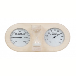 Термогигрометр с песочными часами TH-25-P WHITE Т, белым песком, сосна