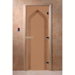 Стеклянная дверь для бани и сауны Арка бронза матовая 200х80 (по коробке)