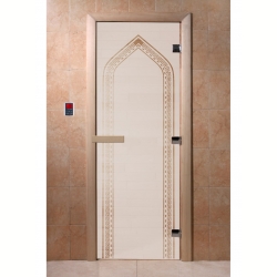 Стеклянная дверь для бани и сауны Арка сатин 190х70 (по коробке)