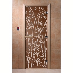 Дверь для бани и сауны Бамбук и бабочки бронза 200х80 (по коробке)