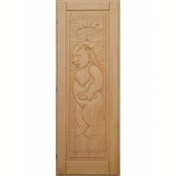 Деревянная дверь для бани DoorWood Медведь Кавказская Липа 1900х700
