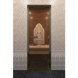 Дверь DoorWood Хамам в Бронзовом профиле, стекло бронза, 190х70 (по коробке)