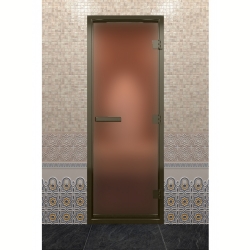 Дверь DoorWood Хамам в Бронзовом профиле, стекло бронза матовая, 200х80 (по коробке)