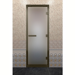 Дверь DoorWood Хамам в Бронзовом профиле, стекло сатин, 210х70 (по коробке)