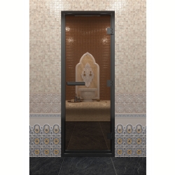 Дверь DoorWood Хамам в Черном профиле, стекло бронза, 210х90 (по коробке)