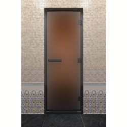 Дверь DoorWood Хамам в Черном профиле, стекло бронза матовая, 200х90 (по коробке)