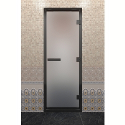 Дверь DoorWood Хамам в Черном профиле, стекло сатин, 210х70 (по коробке)