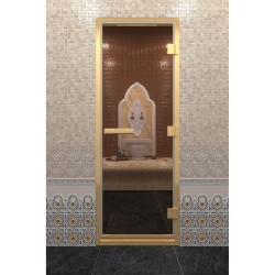 Дверь DoorWood Хамам В Золотом Профиле Бронза 210х80 (по коробке)