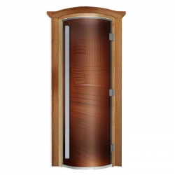Дверь для бани и сауны DoorWood Престиж Радиусная Бронза 1900х70 (по коробке)