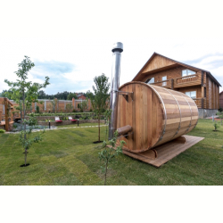 Сауна-бочка DUNDALK с крыльцом, длина - 3,0 м. из красного канадского кедра 