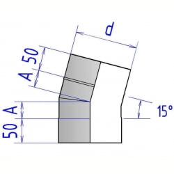 Отвод дымохода Феникс AISI 321 (0,8 мм) D 130 15°