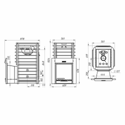 Дровяная печь для бани Ермак 30 Сетка Люкс Gold, с панорамным стеклом (Нержавейка)