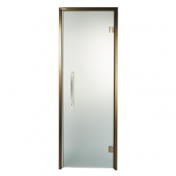 Дверь стеклянная для сауны Grandis GS 7x20 Сатин, бронзовый профиль
