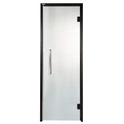 Дверь стеклянная для сауны Grandis GS 7x20 Прозрачная, чёрный профиль
