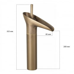 Смеситель Bronze De Luxe бронзовый к стеклянной раковине (каскад)