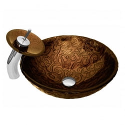 Раковина стеклянная со смесителем Bronze De Luxe Т12-D420-H145мм 140162/1