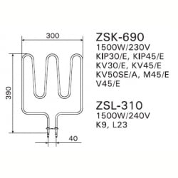ТЭН Harvia ZSK-690 1500 Вт/230 В (для печей KIP/KV/M/V)