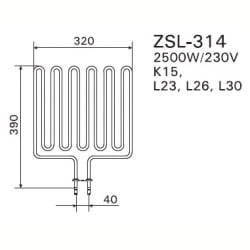 ТЭН Harvia ZSL-314 2500 Вт/230 В (для печей Club K15, Profi L23, L26, L30)