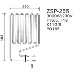 ТЭН Harvia ZSP-255 3000 Вт/230 В (для печей Club K13.5G, K11GS, Elegance F16.5, F18)