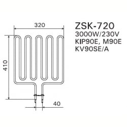 ТЭН Harvia ZSK-720 3000 Вт/230 В (для печей KIP/M/KV)