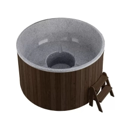 Купель PolarSpa LIGHT 195 без печи, термососна тёмная, цвет чаши серый