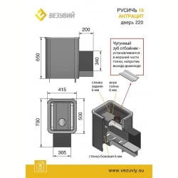Дровяная печь Везувий Русичъ Антрацит 16 (220) 2016 