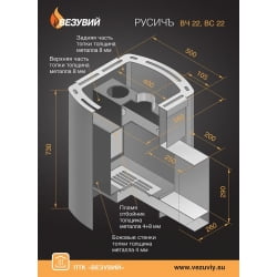 Дровяная печь Везувий Русич Терракот 22 (ДТ-4С) 2016