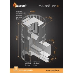Дровяная печь Везувий Русский пар КАМИН (205)