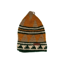 Шапка вязаная для бани Woodson Viking, орнамент, без косичек (жёлтый, бежевый, зеленый)