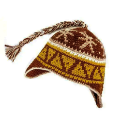 Шапка вязаная для бани Woodson Viking, орнамент, 1 косичка (коричневый, оранжевый, бежевый)