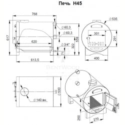 Купель BentWood Фурако из кедра D 2.1 (H 1.0/Премиум) с наружной печкой