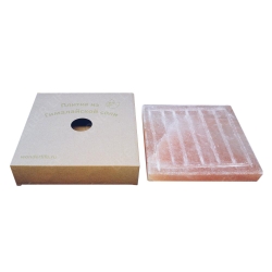 Плитка для жарки и сервировки WL-3-20srv-BoxBK из Гималайской соли, с бордюром и канавками, 2.5х20х20см в коробке