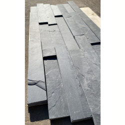 Плитка из камня Сланец чёрный (Натуральный скол / Нарезка) 70x300x10-20 мм (20 шт.)