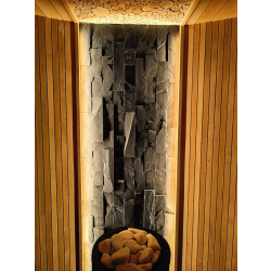 Плитка из камня Сланец чёрный (Натуральный скол / Нарезка) 70x400x10-20 мм (20 шт.)