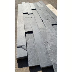Плитка из камня Сланец чёрный (Натуральный скол / Нарезка) 70x400x10-20 мм (20 шт.)