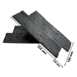 Панель из камня Кварцит чёрный (Модерн) 350х180х10-20 мм (6 шт.)