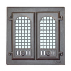 Каминная дверца 302 LK двухстворчатая с решеткой 410х410