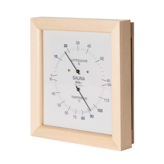Термометр-гигрометр для сауны Fischer в деревянном корпусе 200 × 200 мм, квадратный. Фото № 2