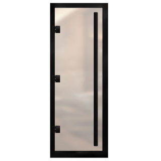 Дверь для хамам Арта Премьер, Белая матовая с черным профилем, 210х70. Фото №1