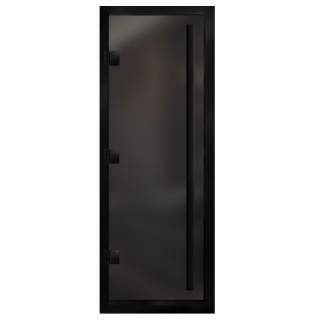 Дверь для хамам Арта Премьер, Серая матовая с черным профилем, 210х70. Фото №1